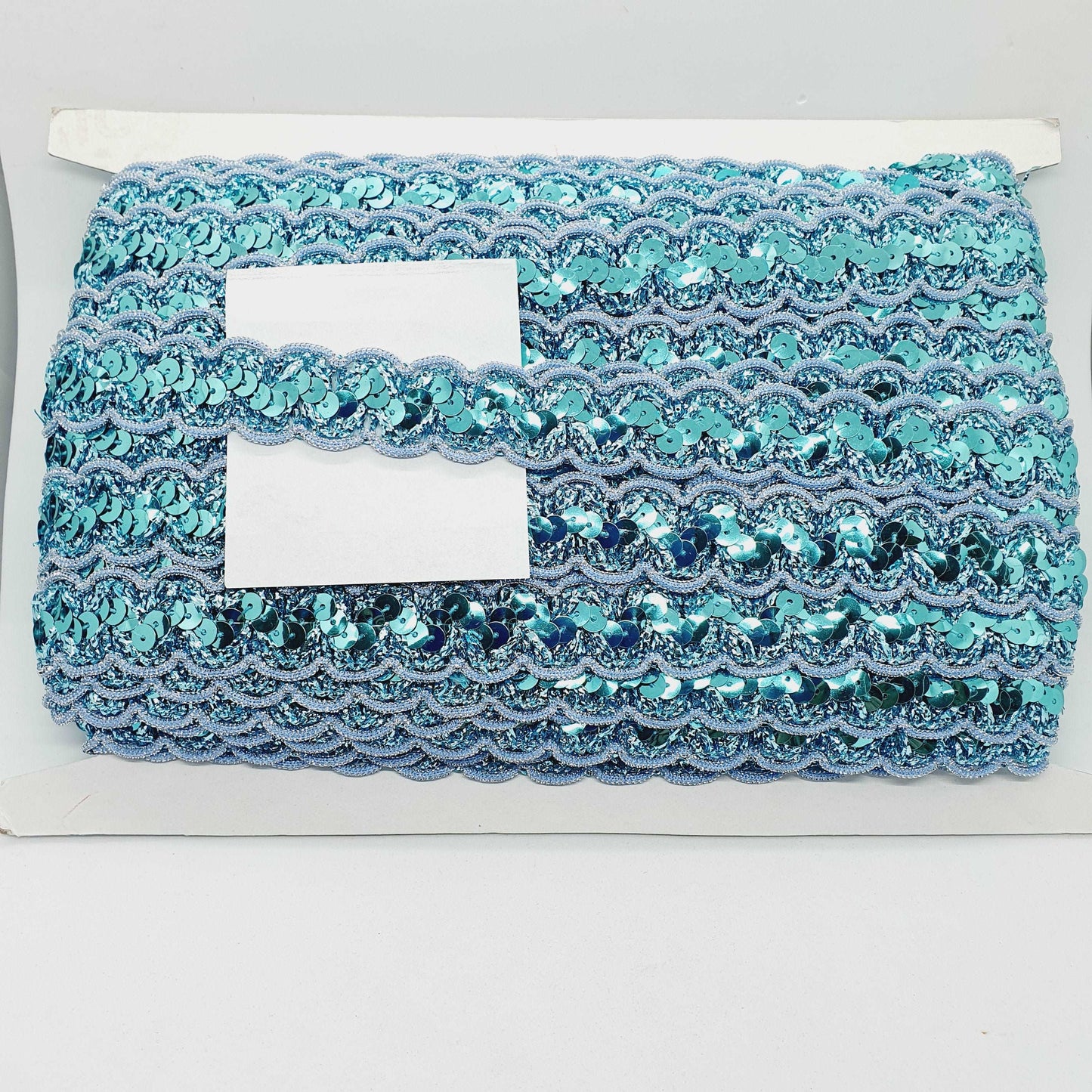 1m Mint/ Sea Foam glitter sequin wavy edge braid trimming ribbon 25mm