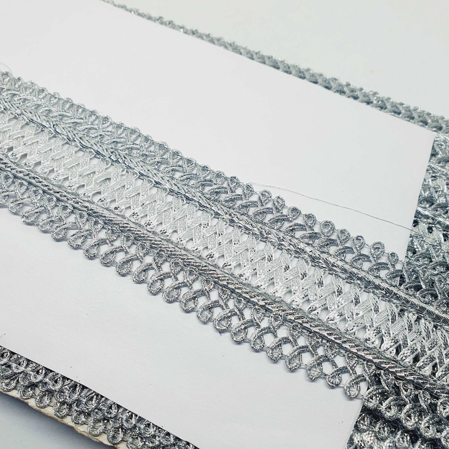 4.5cm metallic silver looped edge Braid trimming ribbon embellishment