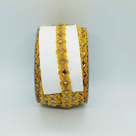 1m yellow gold crystal Indian trim braid ribbon 12mm