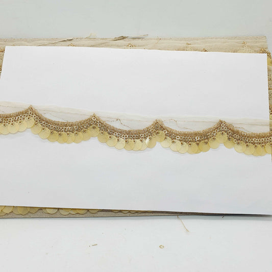 1m champagne sequin gold braid net trimming ribbon 25mm