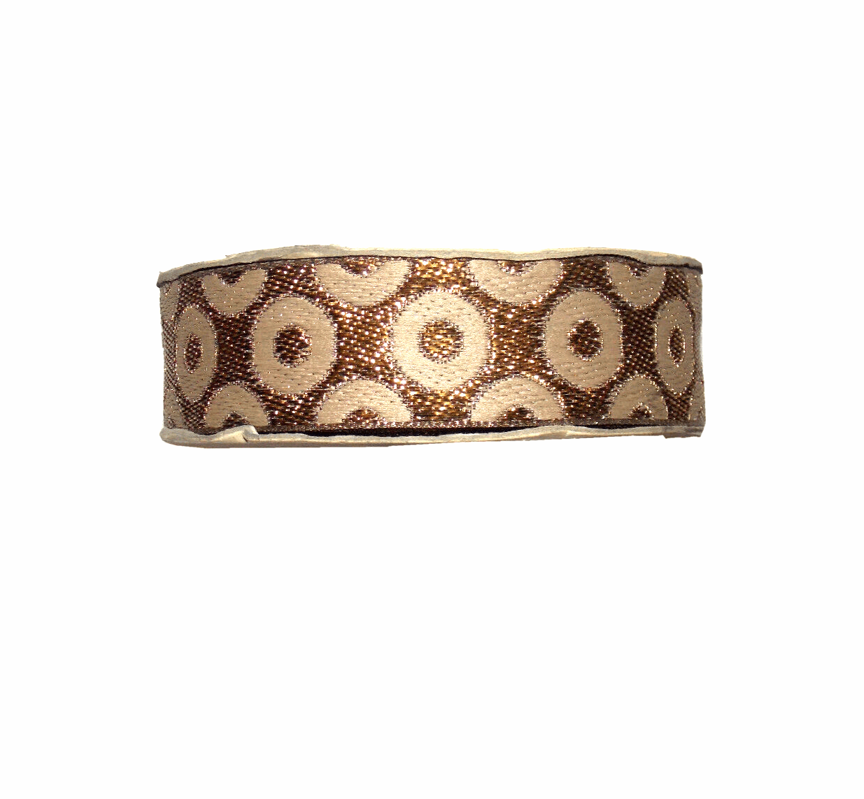 1m 27mm DOTTY beige antique gold jacquard embroidered ribbon