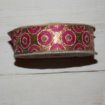 1m 27mm DOTTY wine antique gold jacquard embroidered ribbon