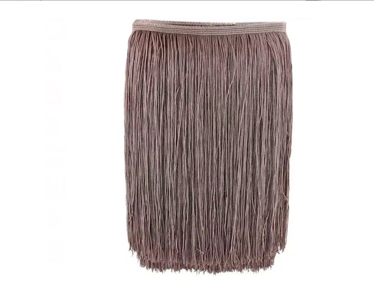 20cm drop mocha brown polyester silk fringe fringing