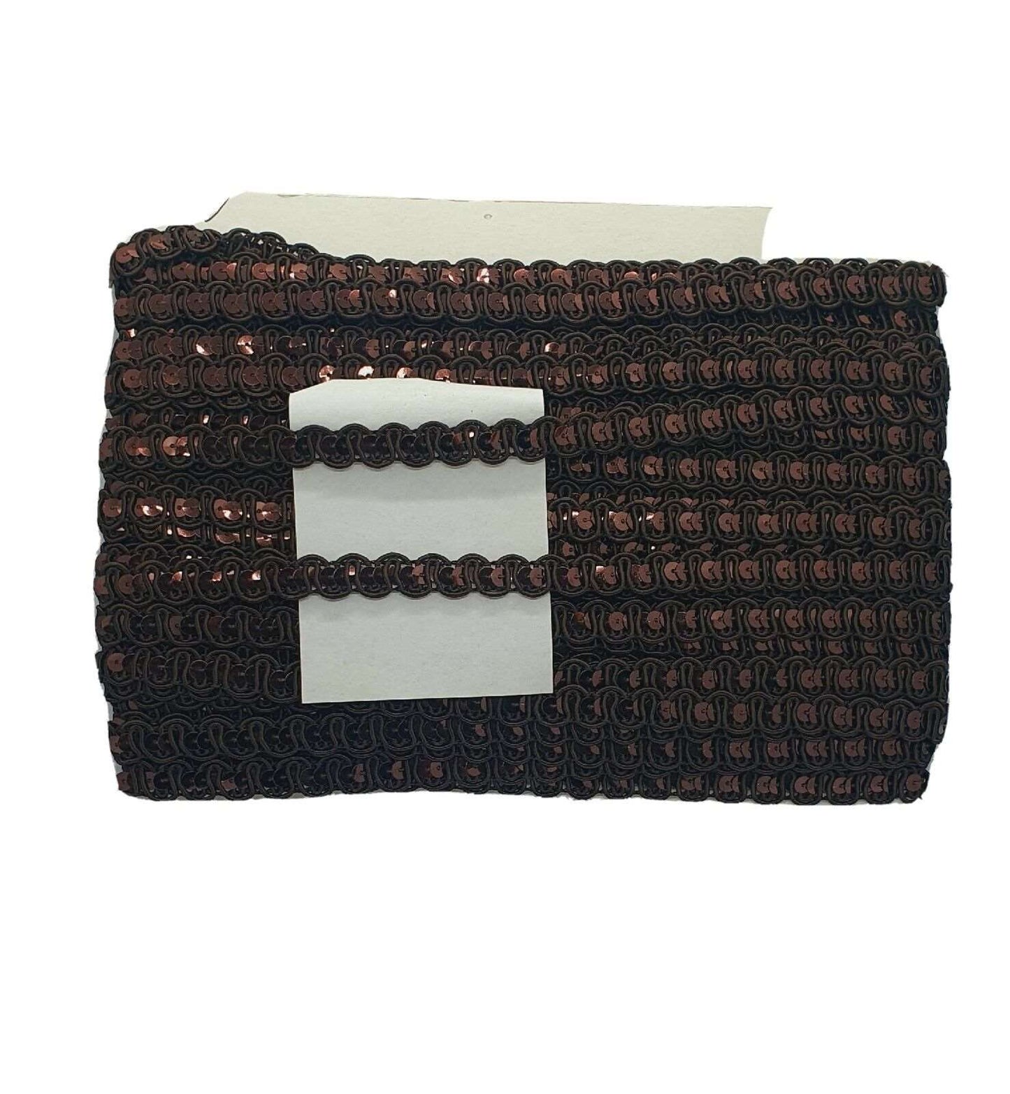 1m warm brown corded sequin band braid trimming ribbon 12mm