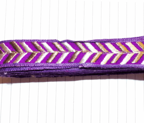 1m 27mm purple gold jacquard embroidered ribbon