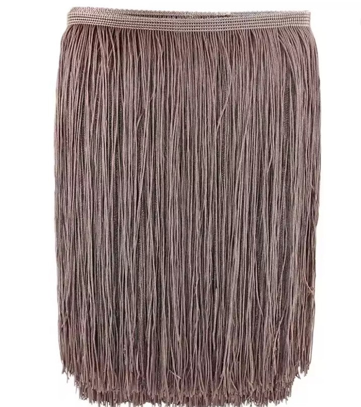 15cm drop chocolate brown polyester silk fringe fringing