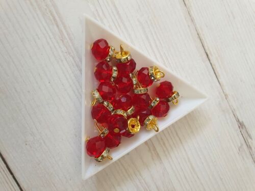 5x 15mm dark red glass bead crystal gem dress button rhinestone
