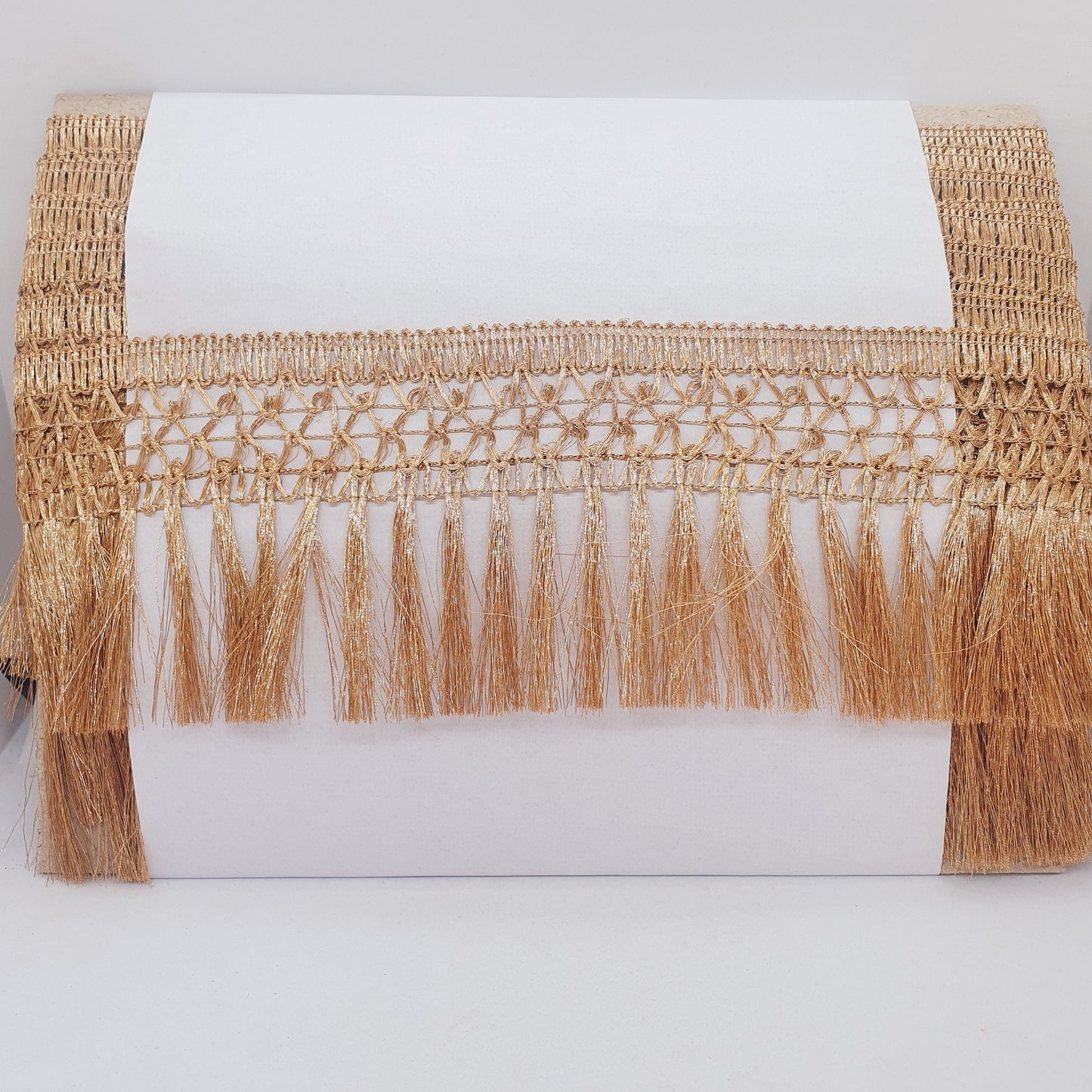 9cm drop tassel fringe fringing metallic bronze