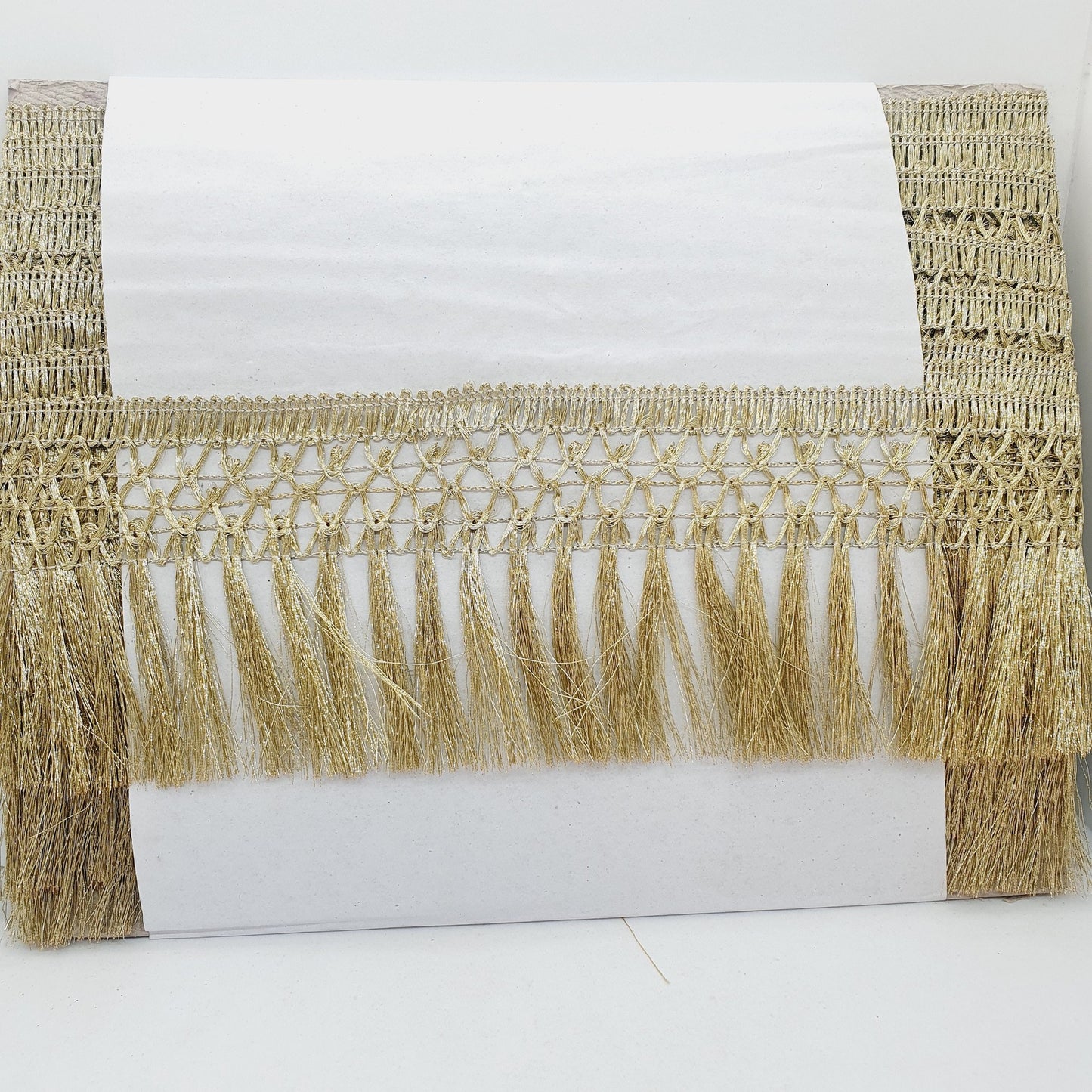 9cm drop tassel fringe fringing metallic light gold