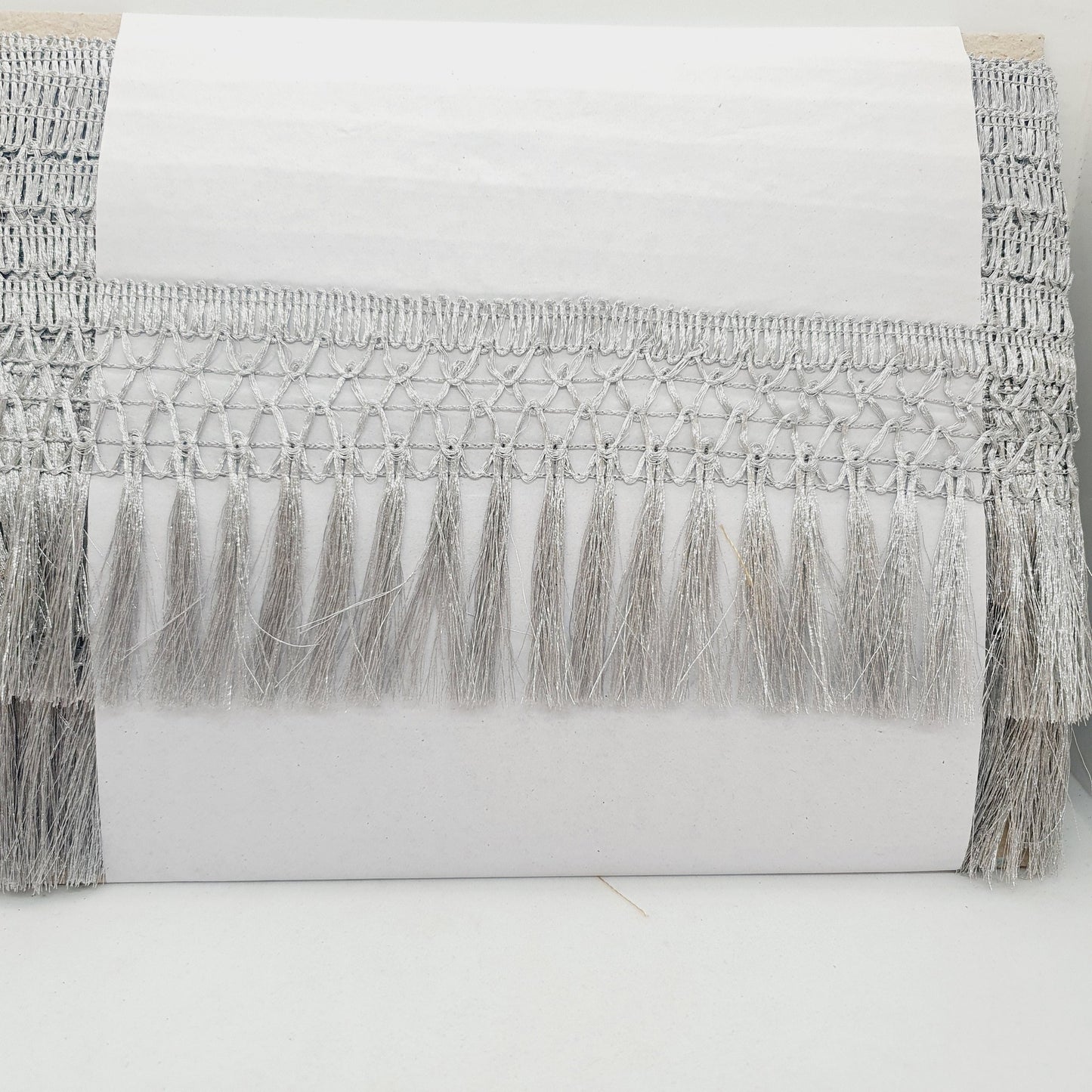 9cm drop tassel fringe fringing metallic silver