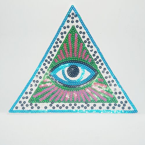 1x Turkish evil eye/ nazar sequin applique HOT-FIX 20cm