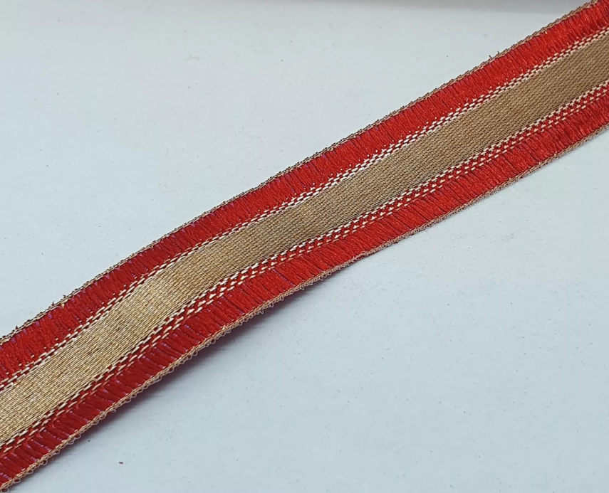 1m 27mm red gold jacquard embroidered ribbon