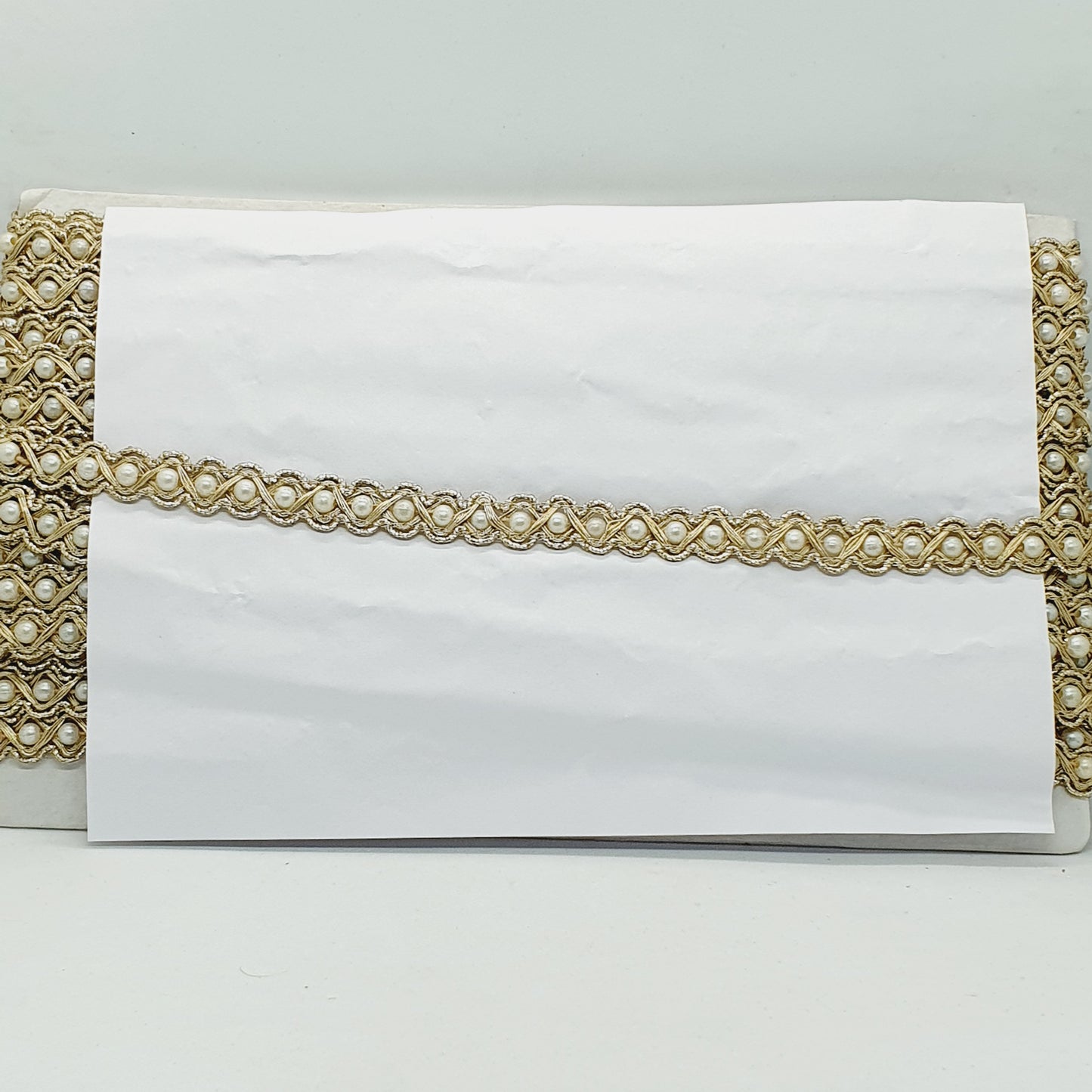8m x 13mm gold pearl braid ribbon trim lace