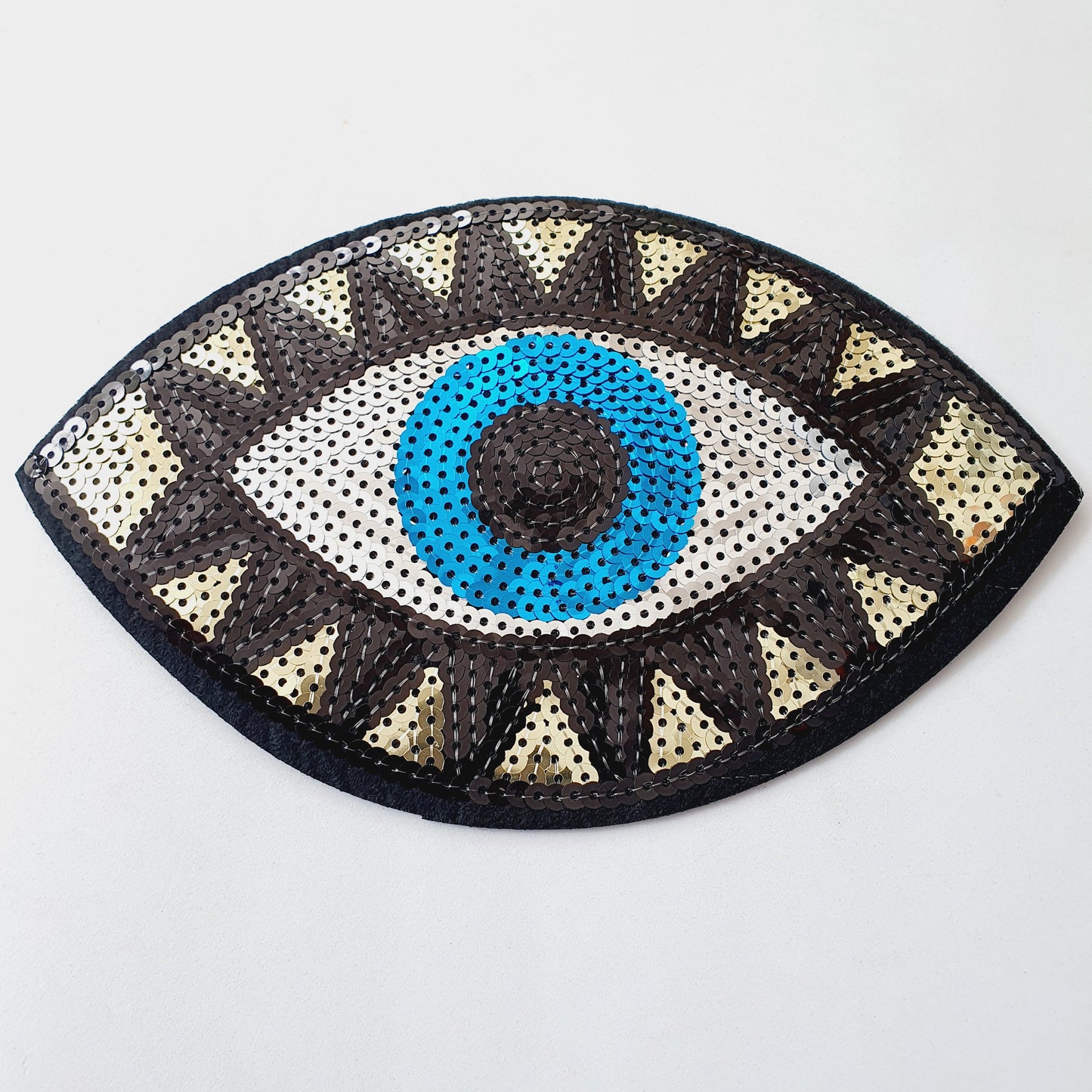 1x Turkish evil eye summer ethnic sequin applique HOT-FIX 20cm