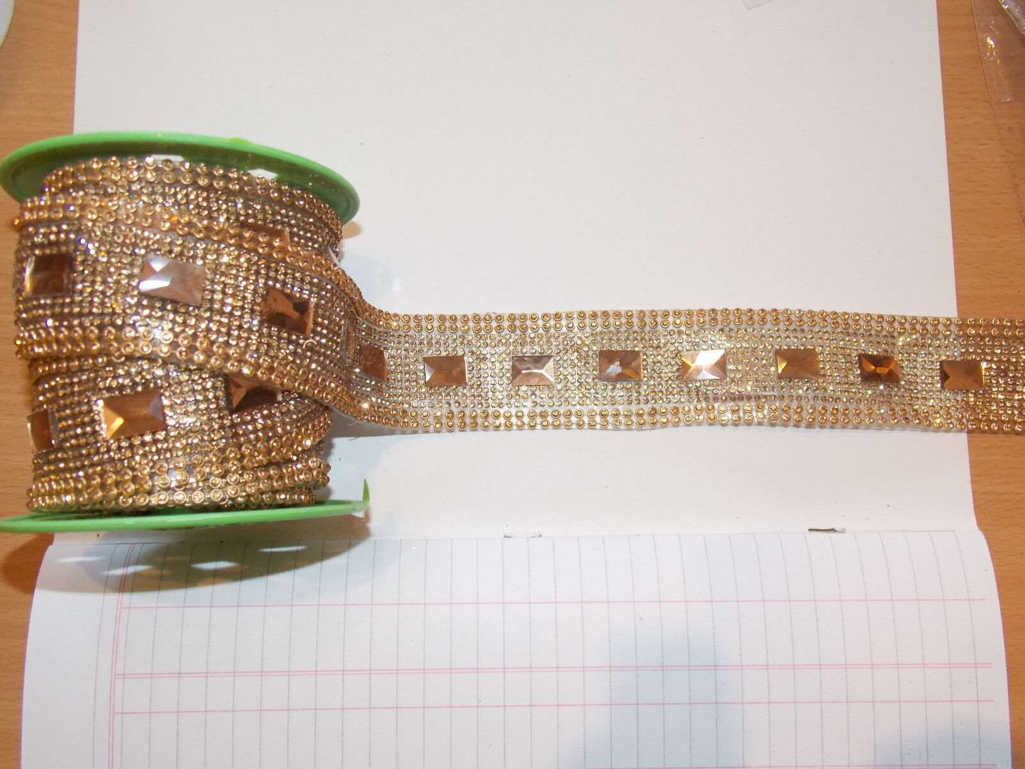 1m 3.5cm ROSE GOLD crystal HOT FIX rhinestone ribbon trim