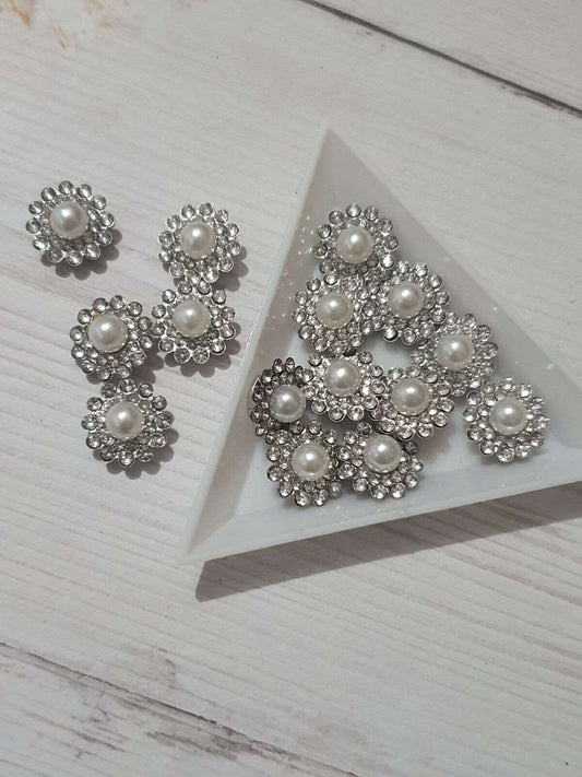 5x 12mm crystal gem sew on jewel rhinestone pearl button