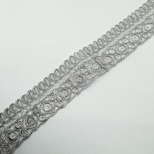 8m x 40mm silver glitter sequin net ribbon trim lace applique (Copy)