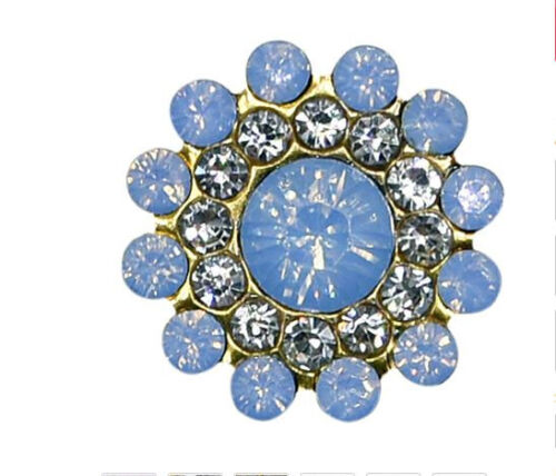 5x 14mm WHITE/ BLUE OPAL crystal gem sew on jewel rhinestone faux button