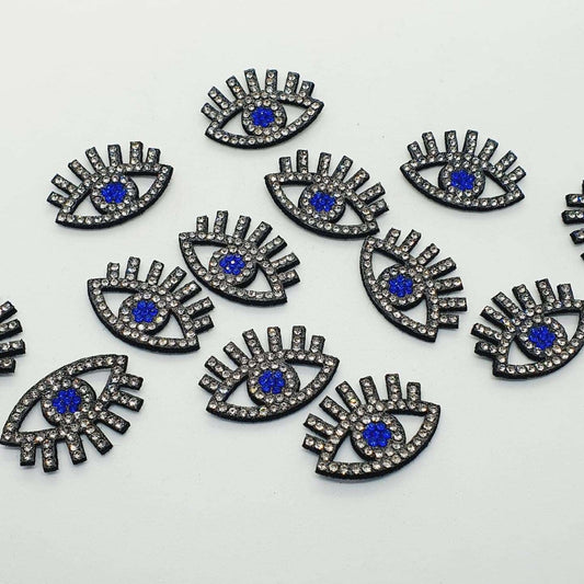 1x 3cm crystal evil eye sew on Felt backed applique patch