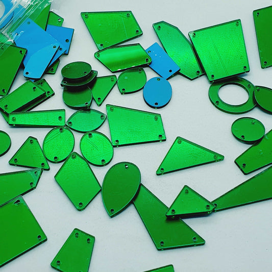 25x emerald Green acrylic sew on mirror