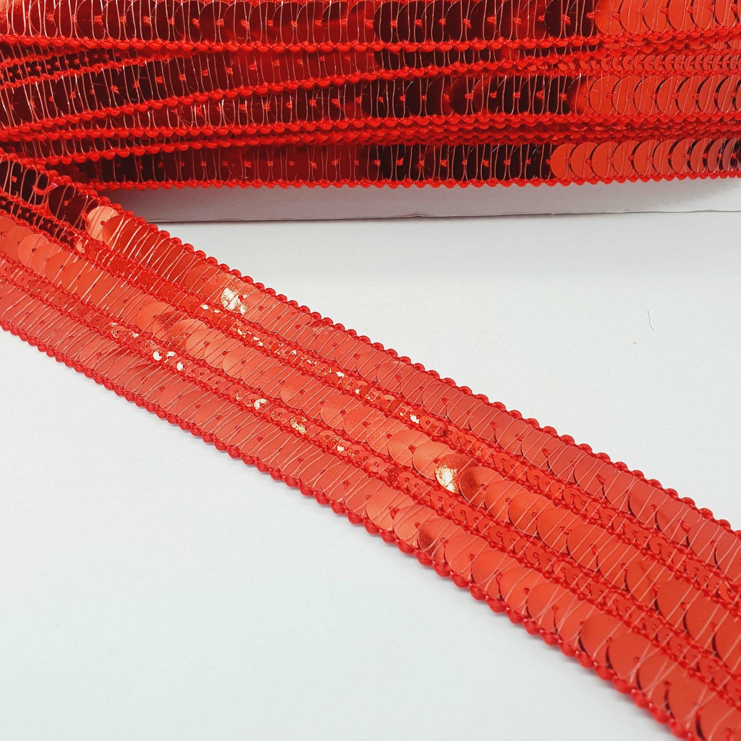 1m red sequin braid trimming ribbon 4.5cm