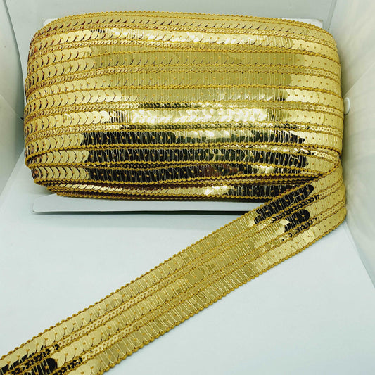 1m gold sequin braid trimming ribbon 4.5cm