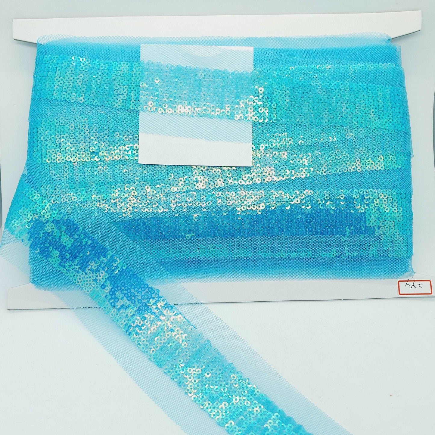 1m turquoise blue net AB sequin braid trimming ribbon 5.5cm