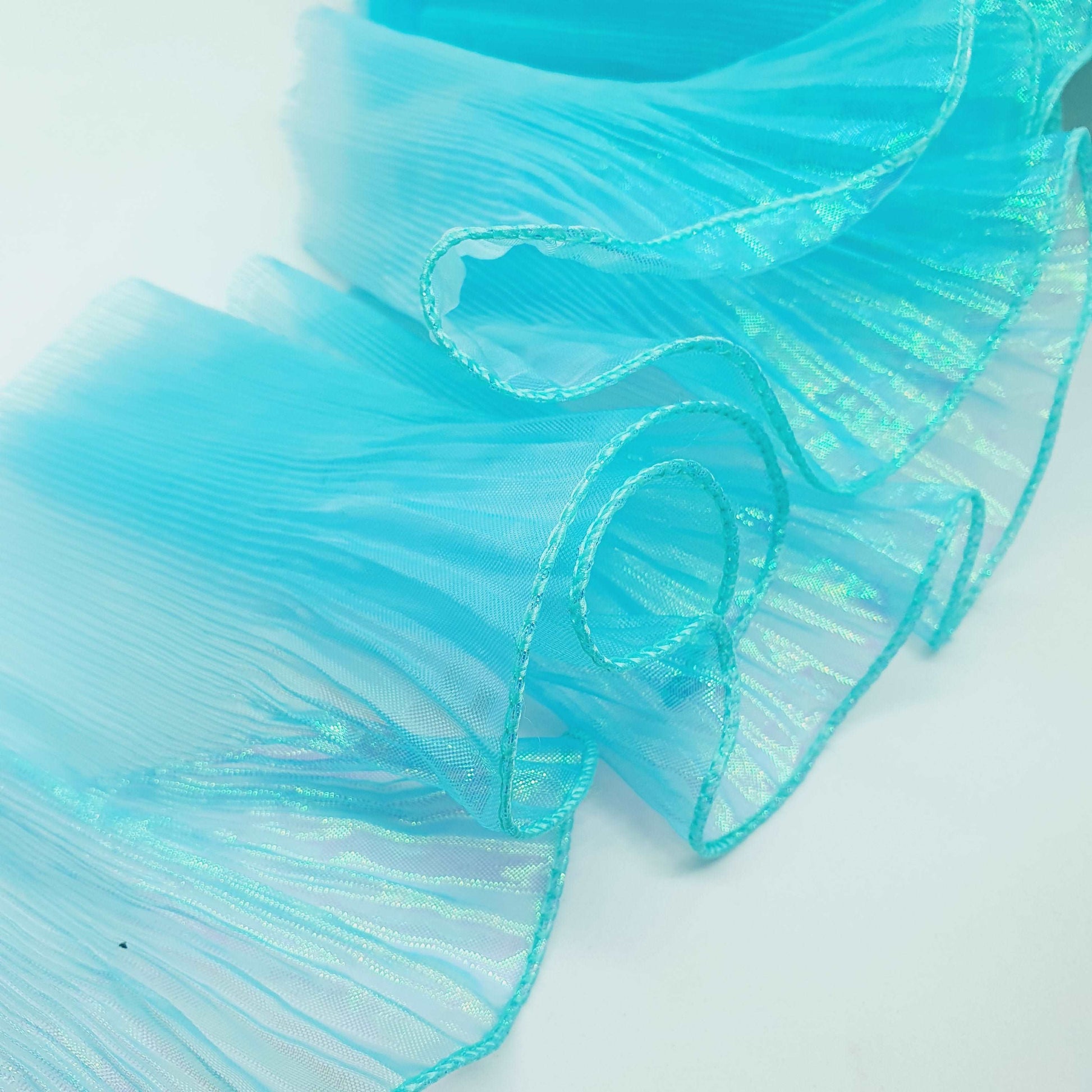 1m 15cm turquoise blue iridescent mermaid ruffle organza