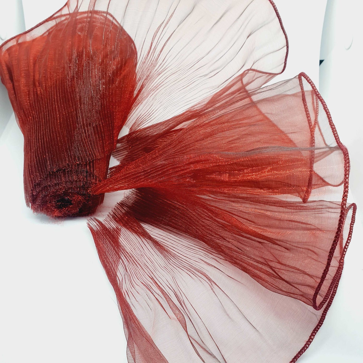 1m 15cm wine maroon mermaid ruffle shimmer organza