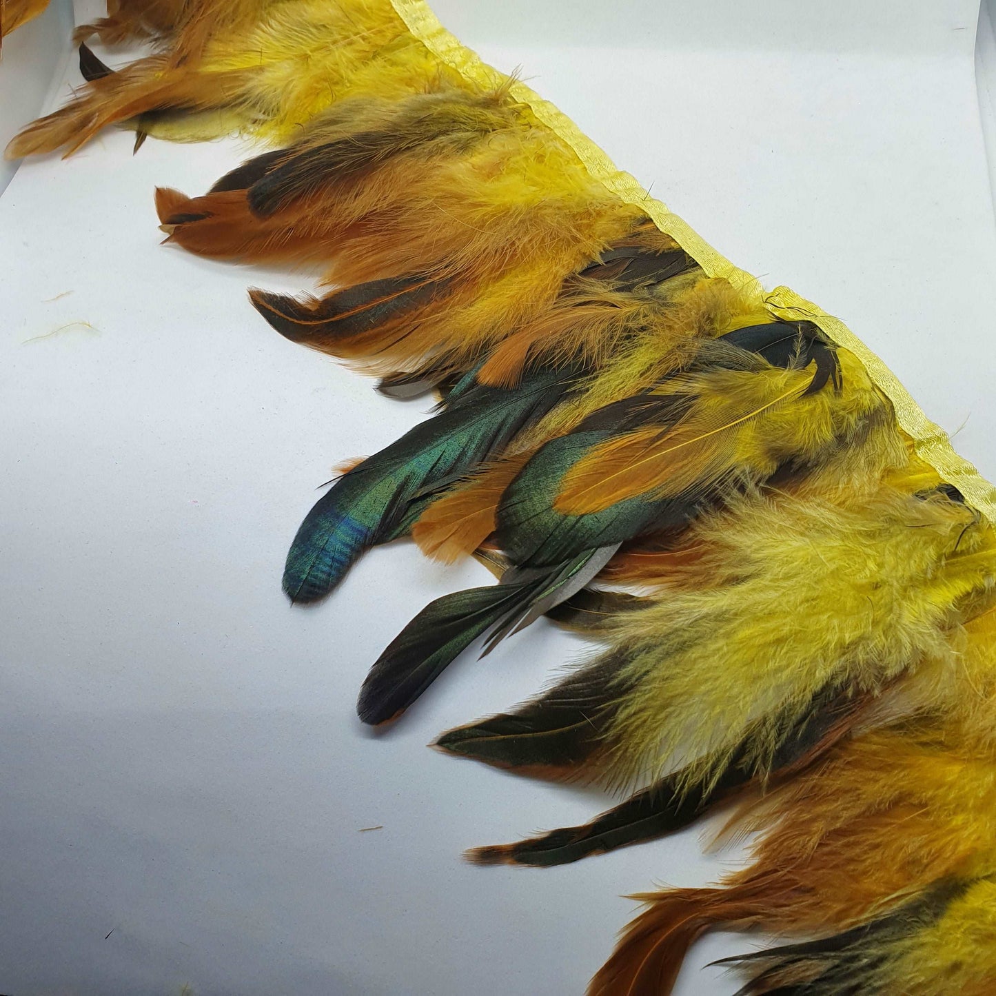 1m rooster Feather Trim 13cm yellow trimming fringe boa