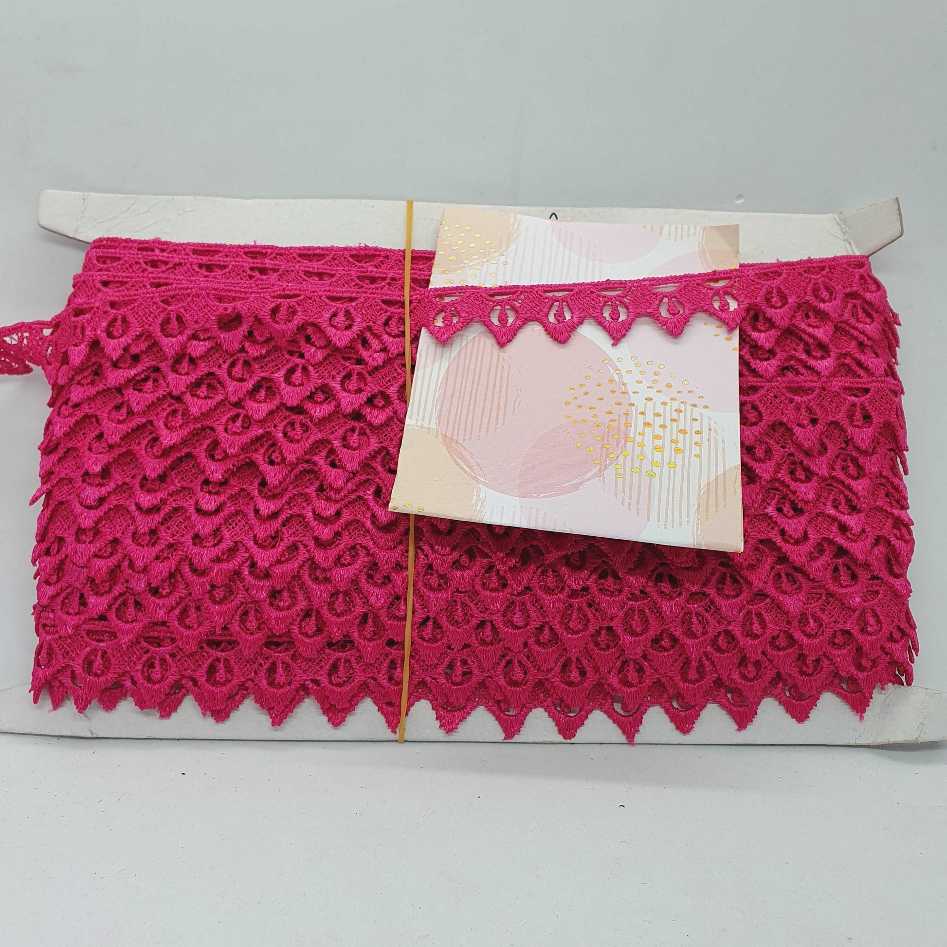 1m 2cm cerise pink guipure embroidered lace trimming