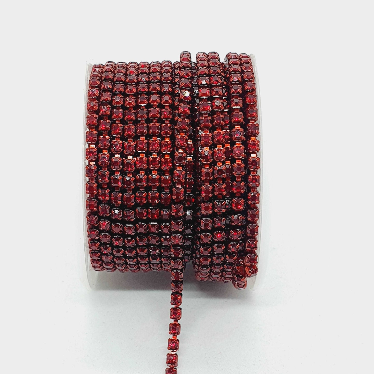 1m ss12/ 3mm close cup Crystal Rhinestone Chain dark red