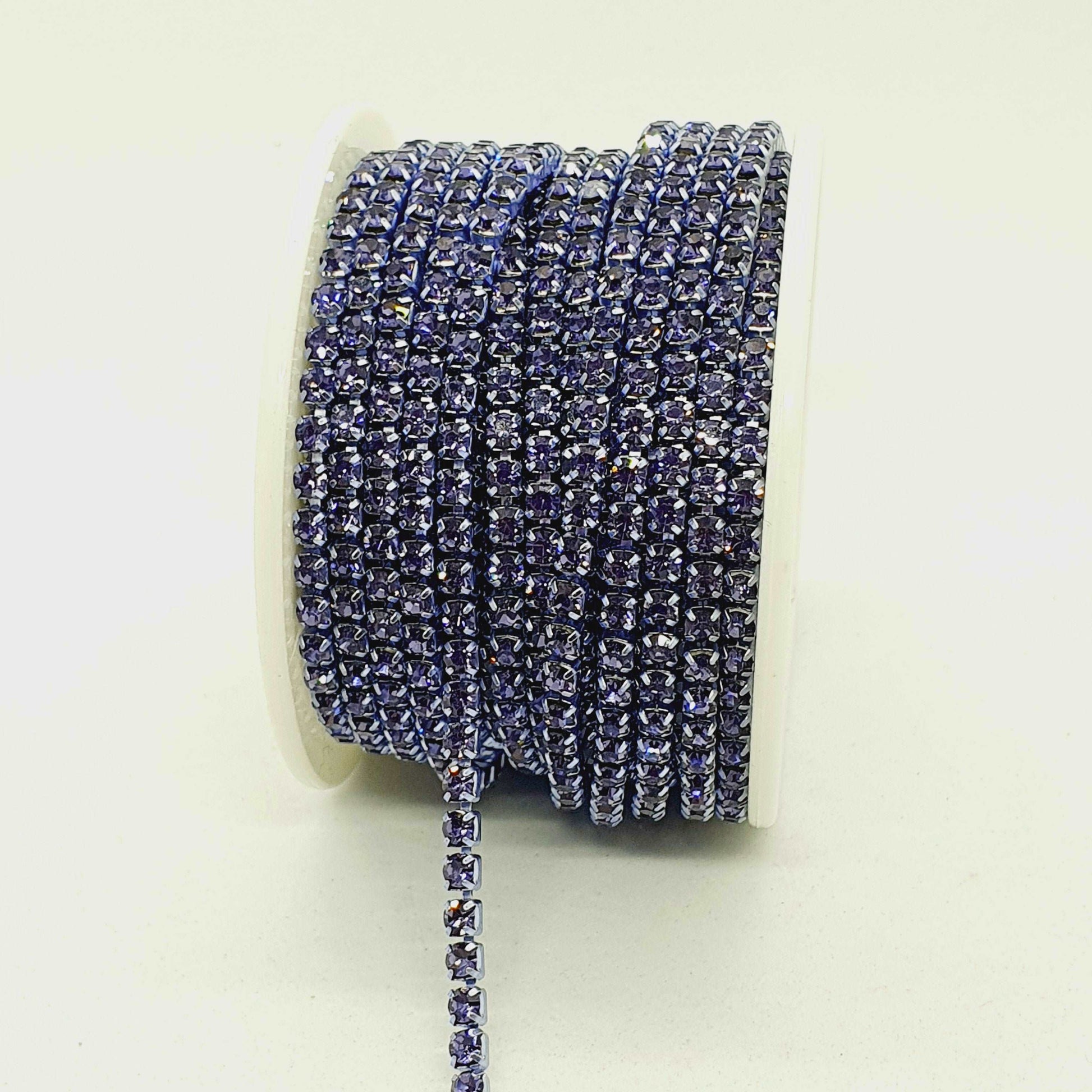 1m ss12/ 3mm close cup lilac Crystal Rhinestone Chain