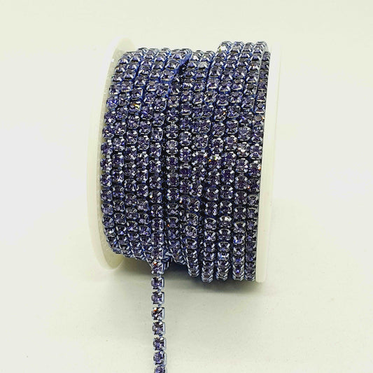 1m ss12/ 3mm close cup lilac Crystal Rhinestone Chain