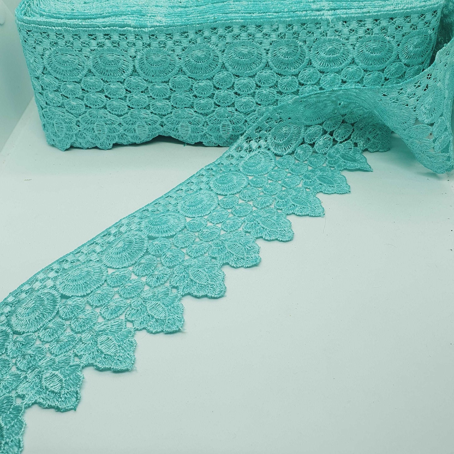 1m 9cm mint green guipure venise embroidered lace trim