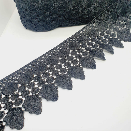 1m 9cm black guipure venise embroidered lace trim