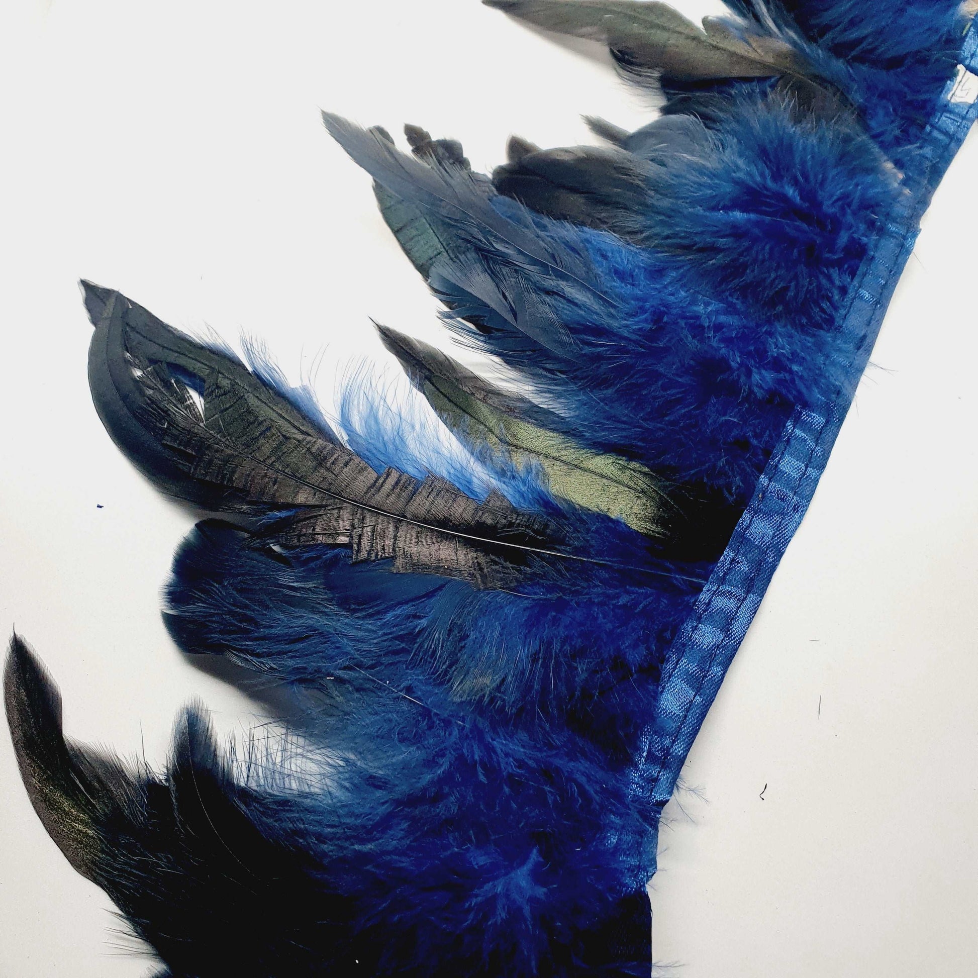 1m rooster Feather Trim 13-18cm navy blue trimming fringe boa