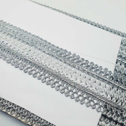 4.5cm metallic silver looped edge Braid trimming ribbon embellishment