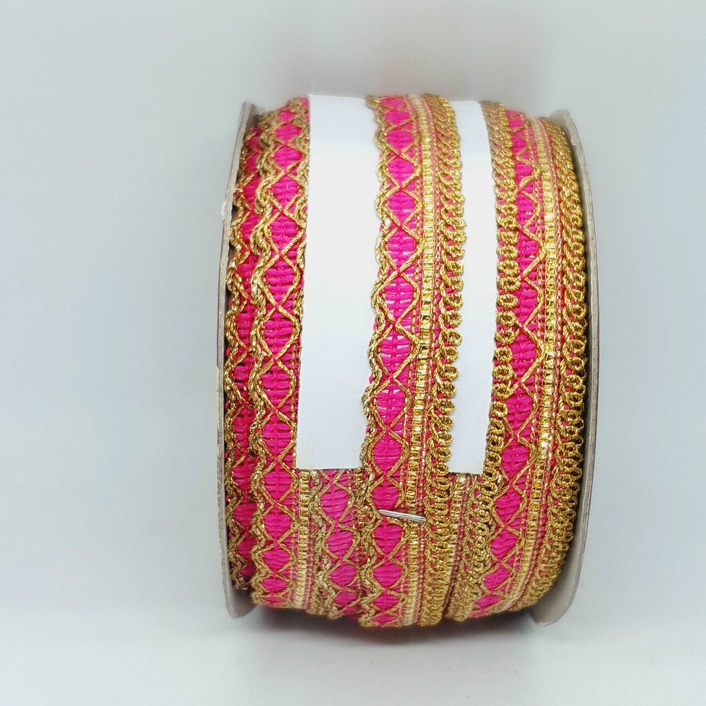 1m cerise pink & gold metallic Indian trim ribbon braid