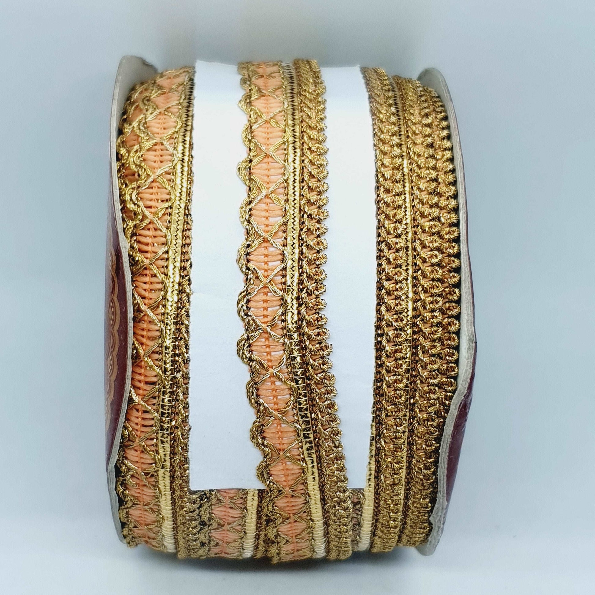 1m peach & gold metallic Indian trim ribbon braid