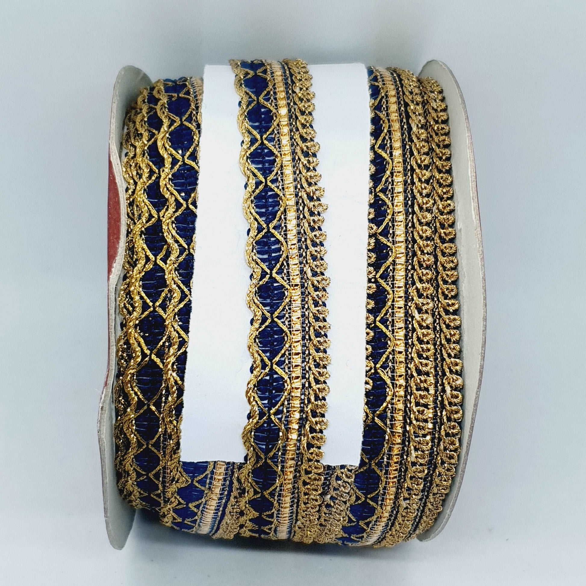 1m navy & gold metallic Indian trim ribbon braid