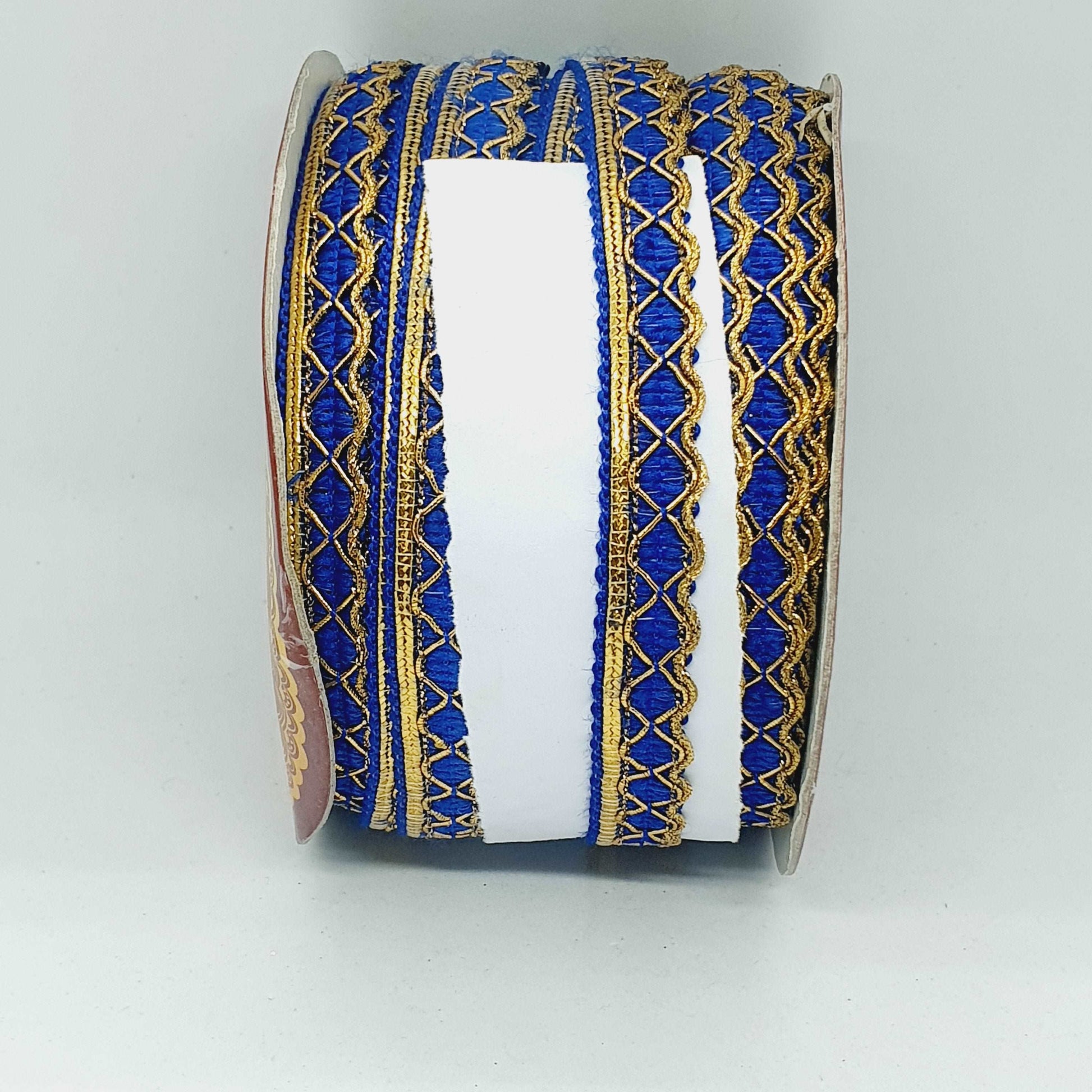 1m blue & gold metallic Indian trim ribbon braid