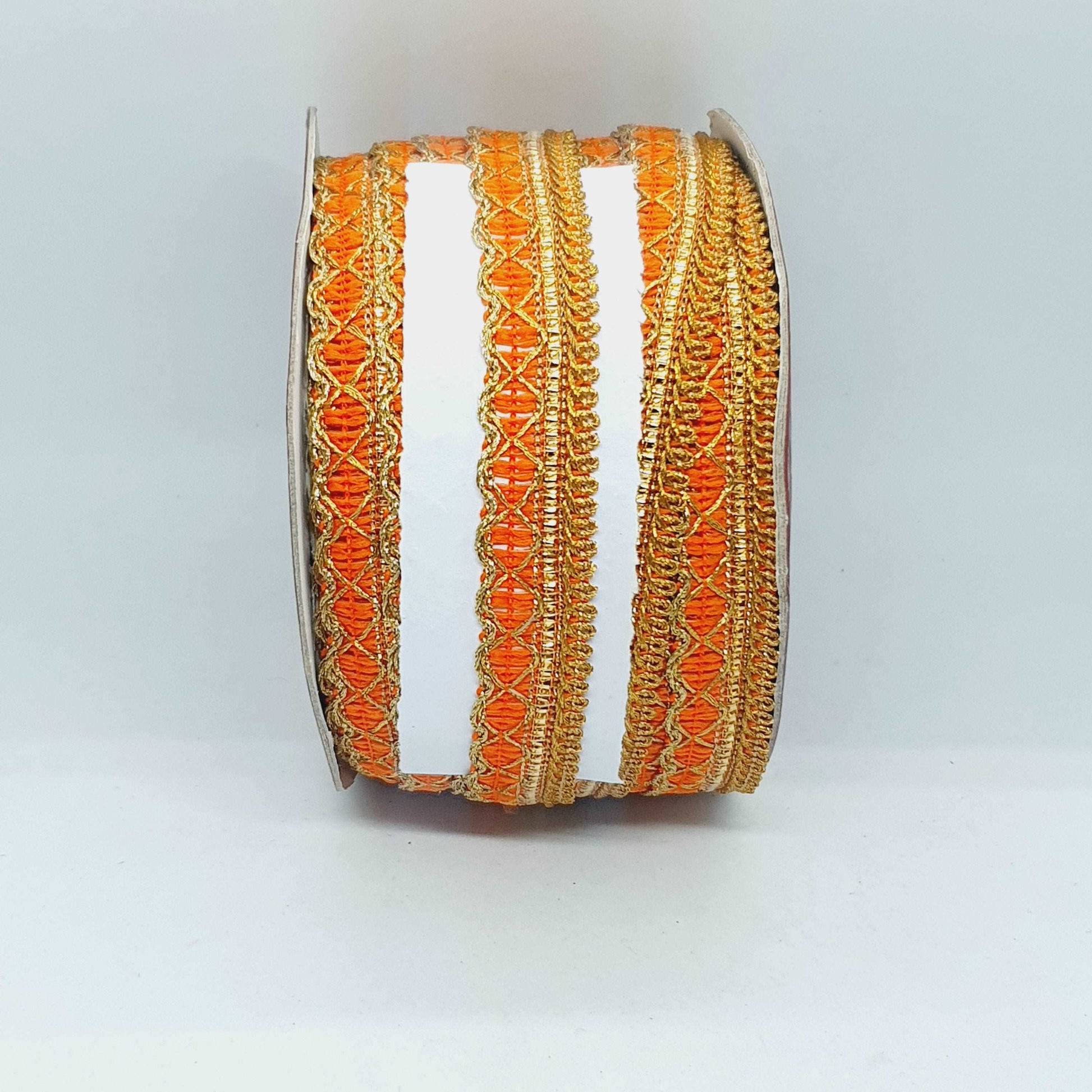 1m orange & gold metallic Indian trim ribbon braid