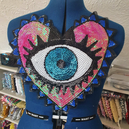 1x Turkish evil eye/ nazar sequin patch applique Sew On