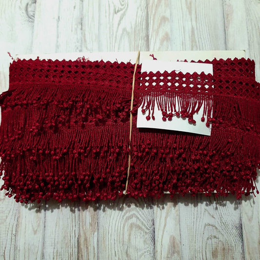 1m 5cm wine guipure embroidered fringe lace trimming