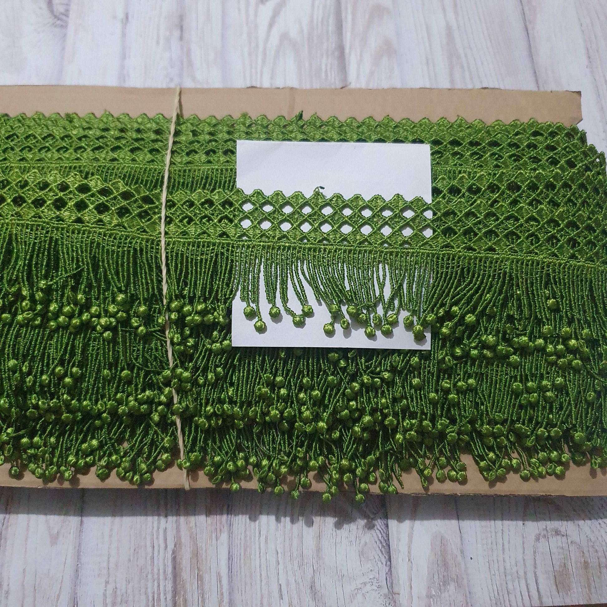 1m 5cm olive green guipure embroidered fringe lace trimming