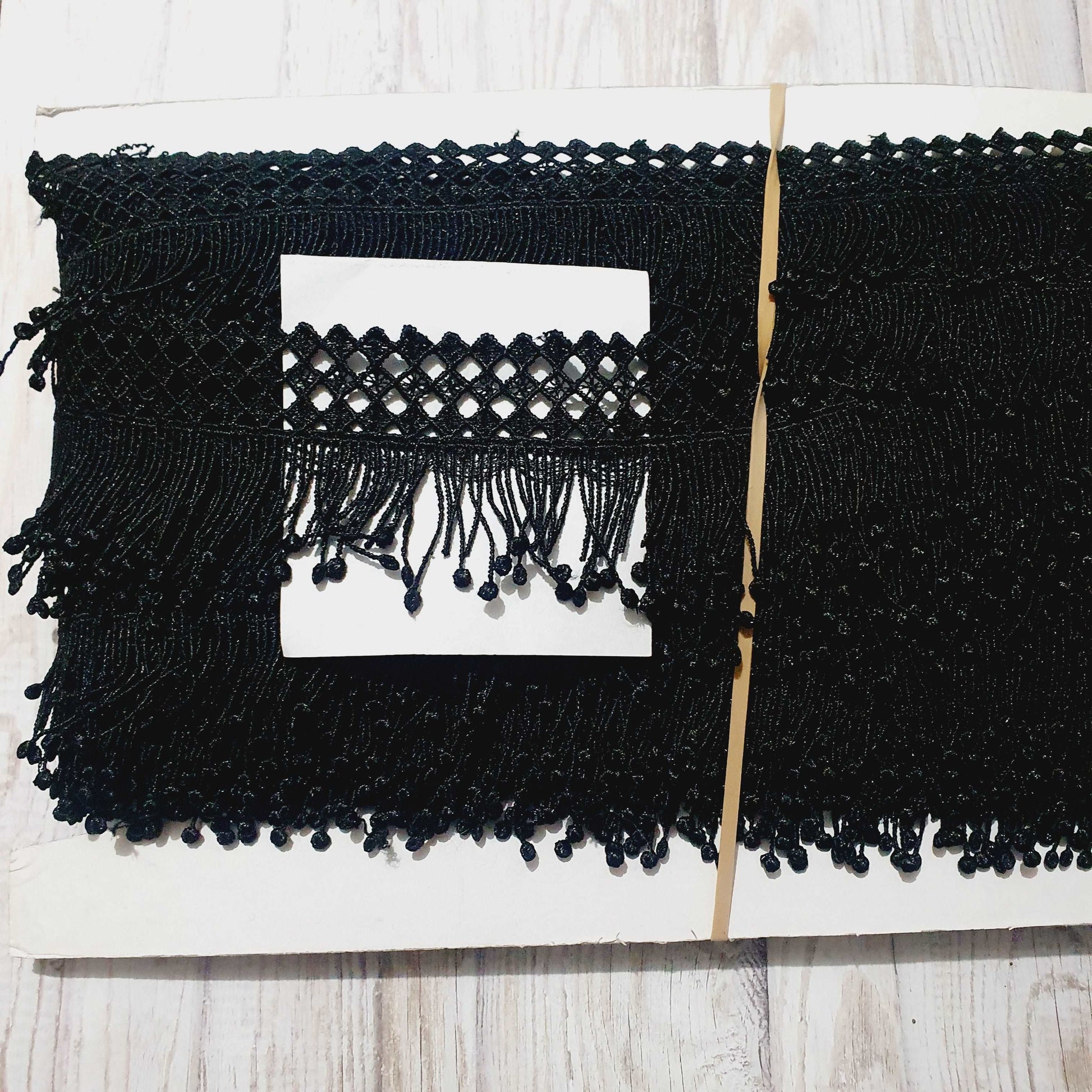 1m 5cm black guipure embroidered fringe lace trimming