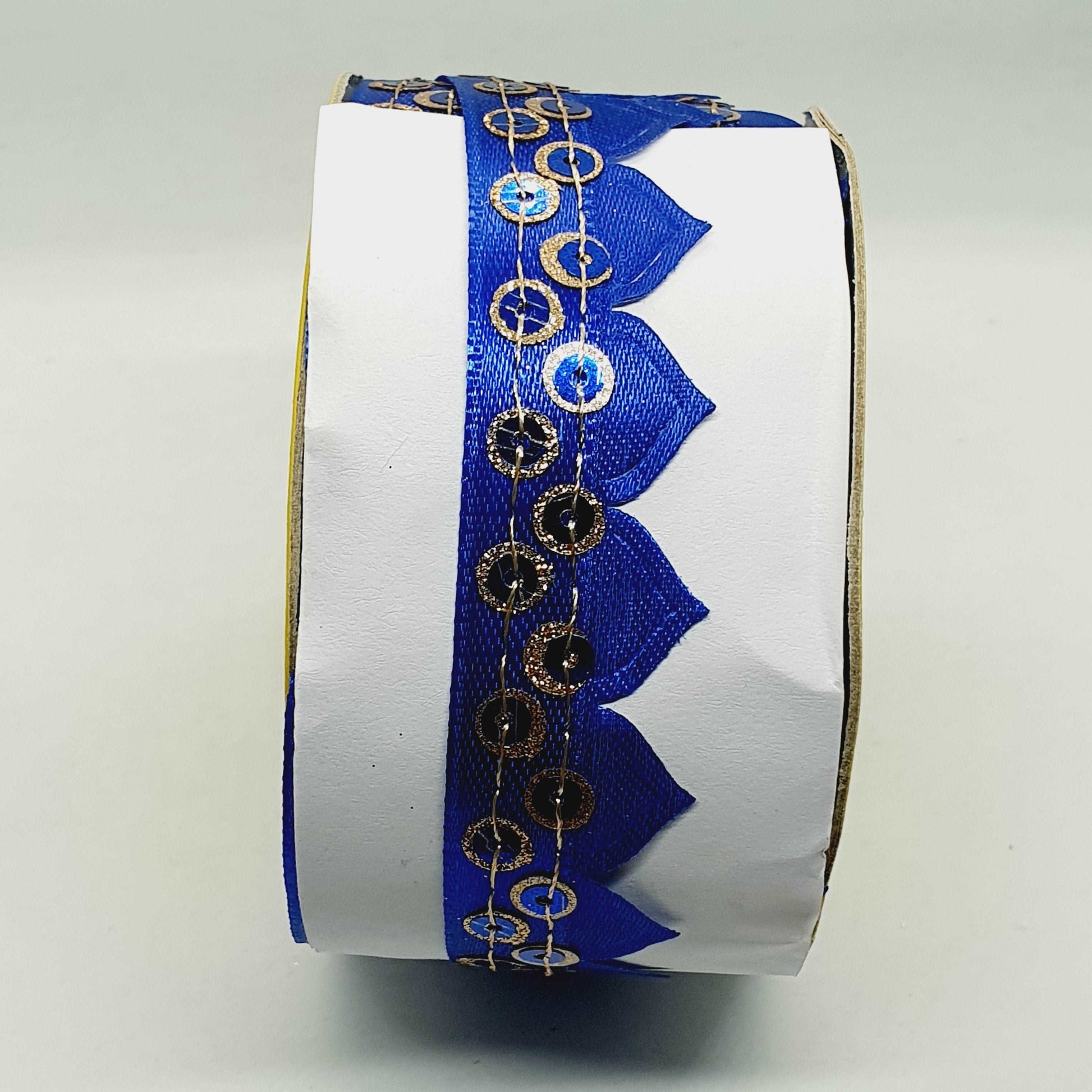 1m blue gold sequin Indian trim satin ribbon braid 2cm