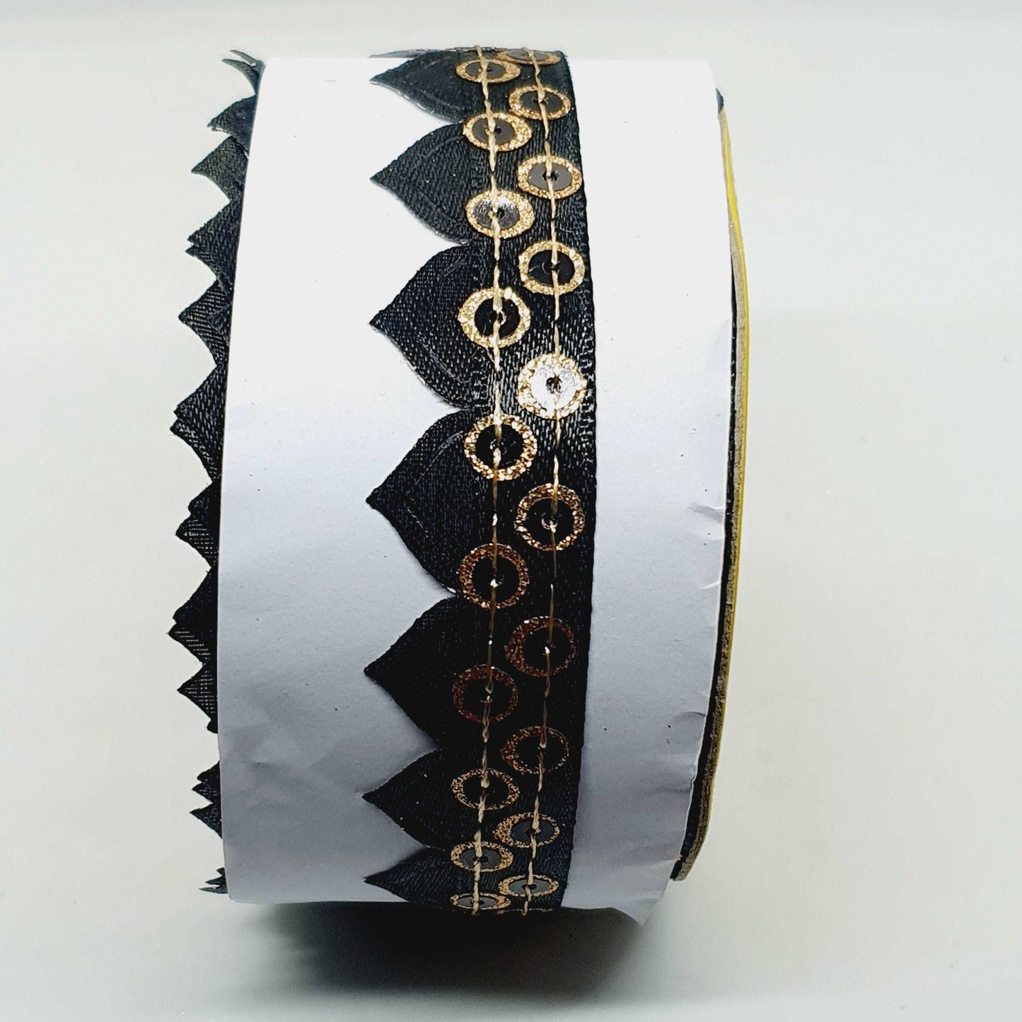 1m black gold sequin Indian trim satin ribbon braid 2cm