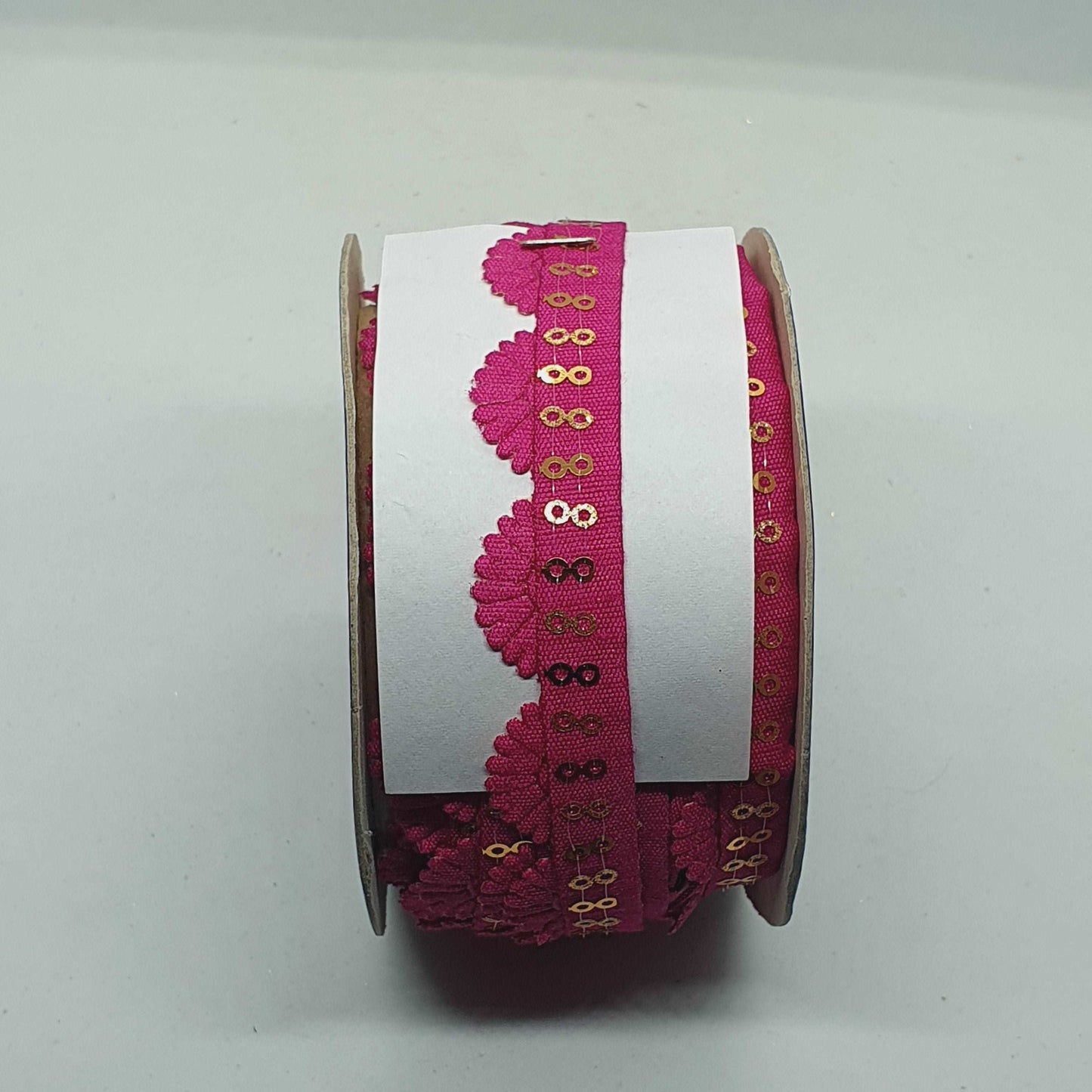 1m magenta pink sequin Indian trim satin ribbon braid 15mm